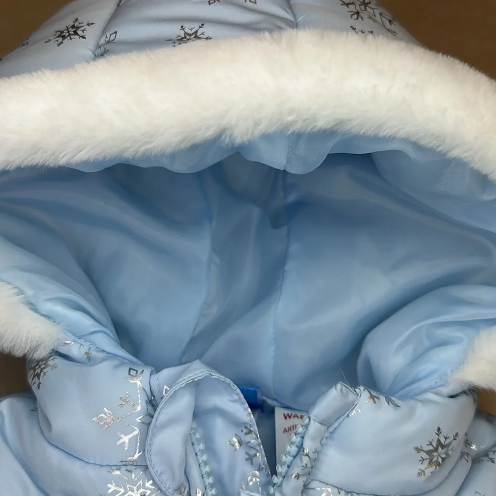 Disney Kids Light Blue Frozen Puffer Hooded Winter Vest Size 2
